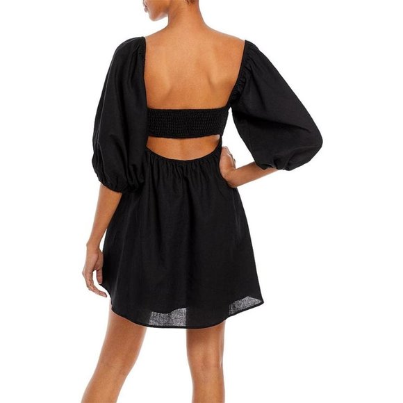 CHARLIE HOLIDAY Sonny Knot Front Mini Dress in Black - NWT - Size Small - Picture 2 of 2